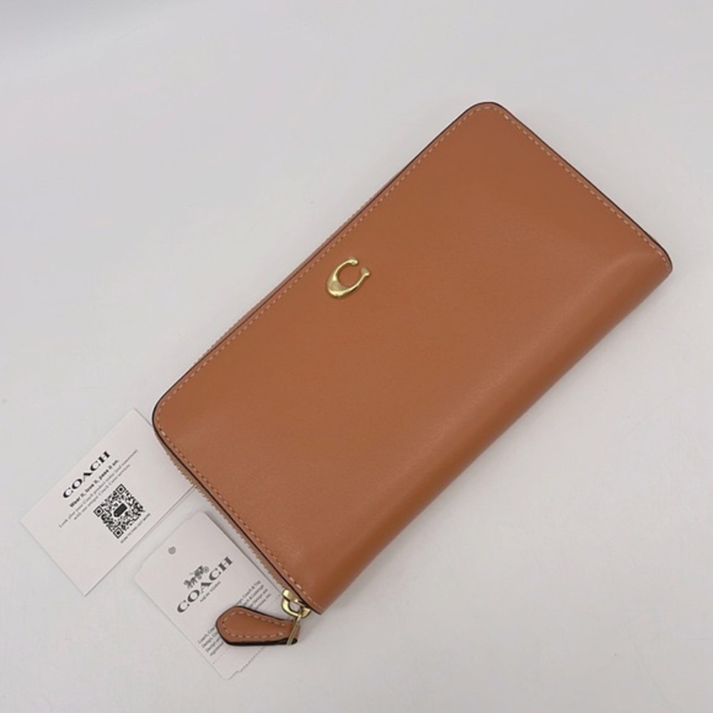 Coach Accordion Zip Wallet Brass/Faded Orange